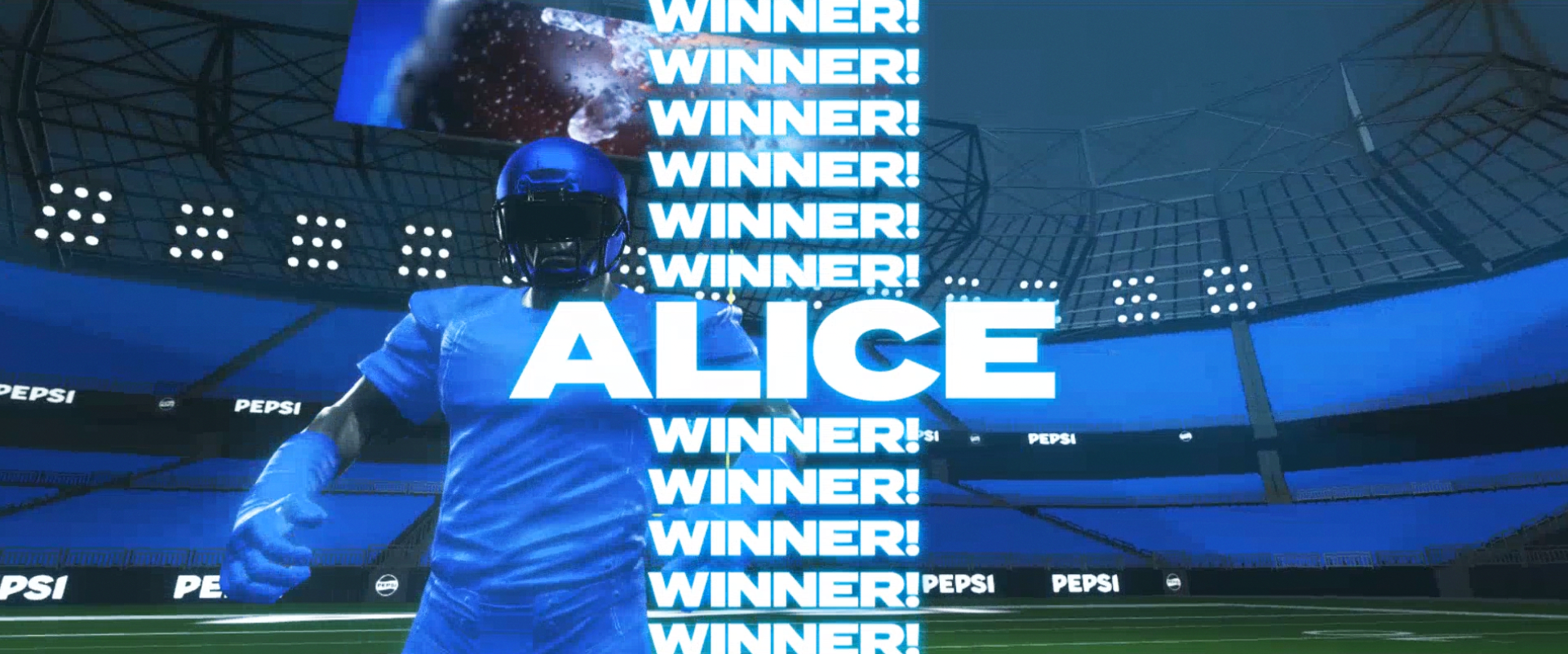 Pepsi Interactive game installation at Super Bowl LX game design, victory moment, created in TouchDesigner